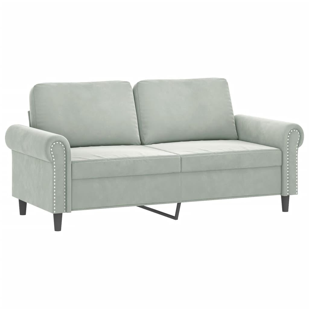 Light Gray Velvet 2 Piece Sofa Set with Throw Pillows I9931