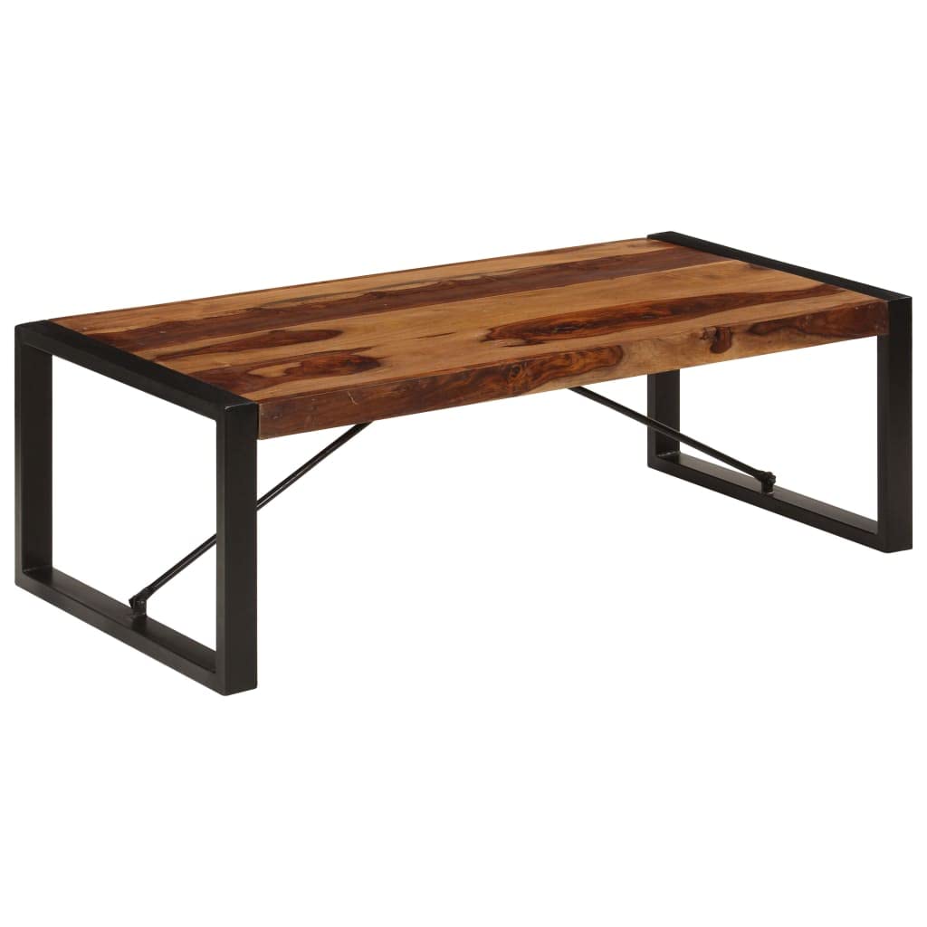 Brown Sheesham Wood Coffee Table with Steel Legs V85359
