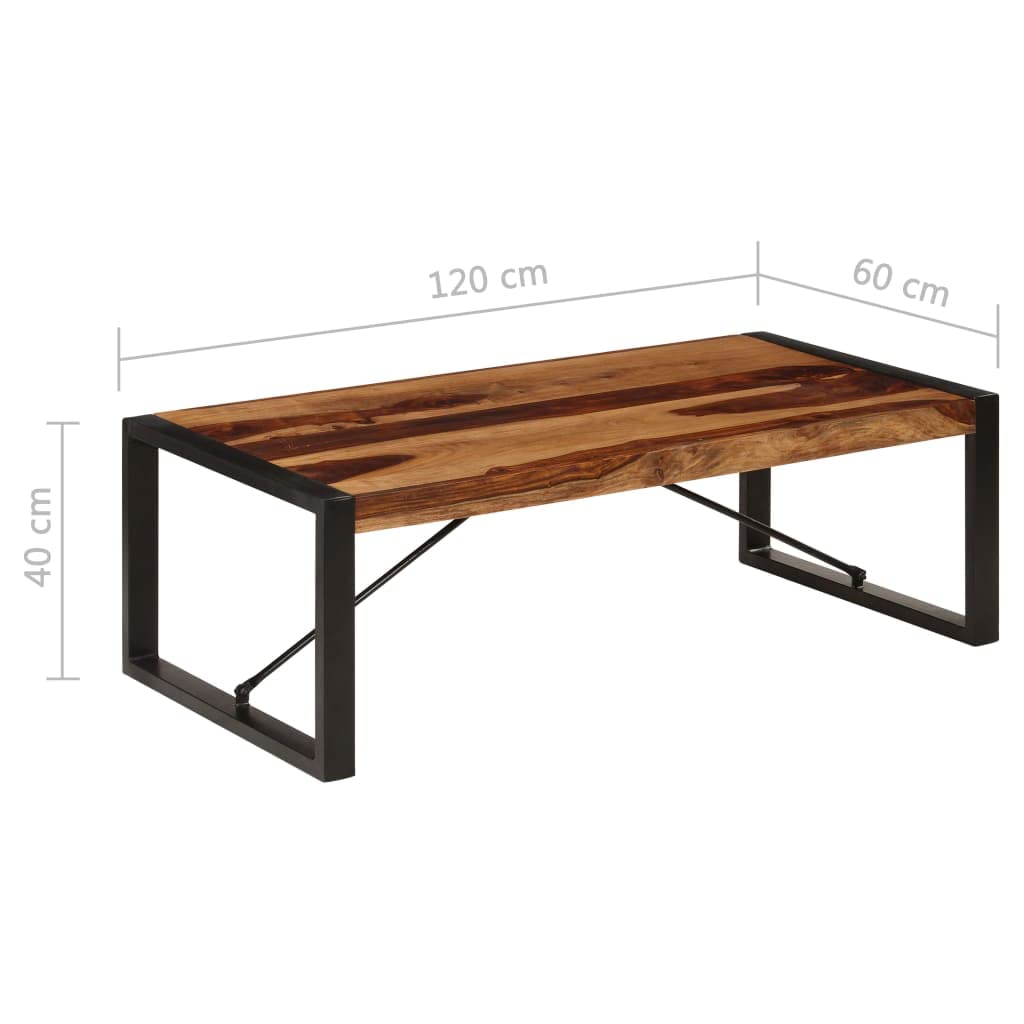 Brown Sheesham Wood Coffee Table with Steel Legs V85359