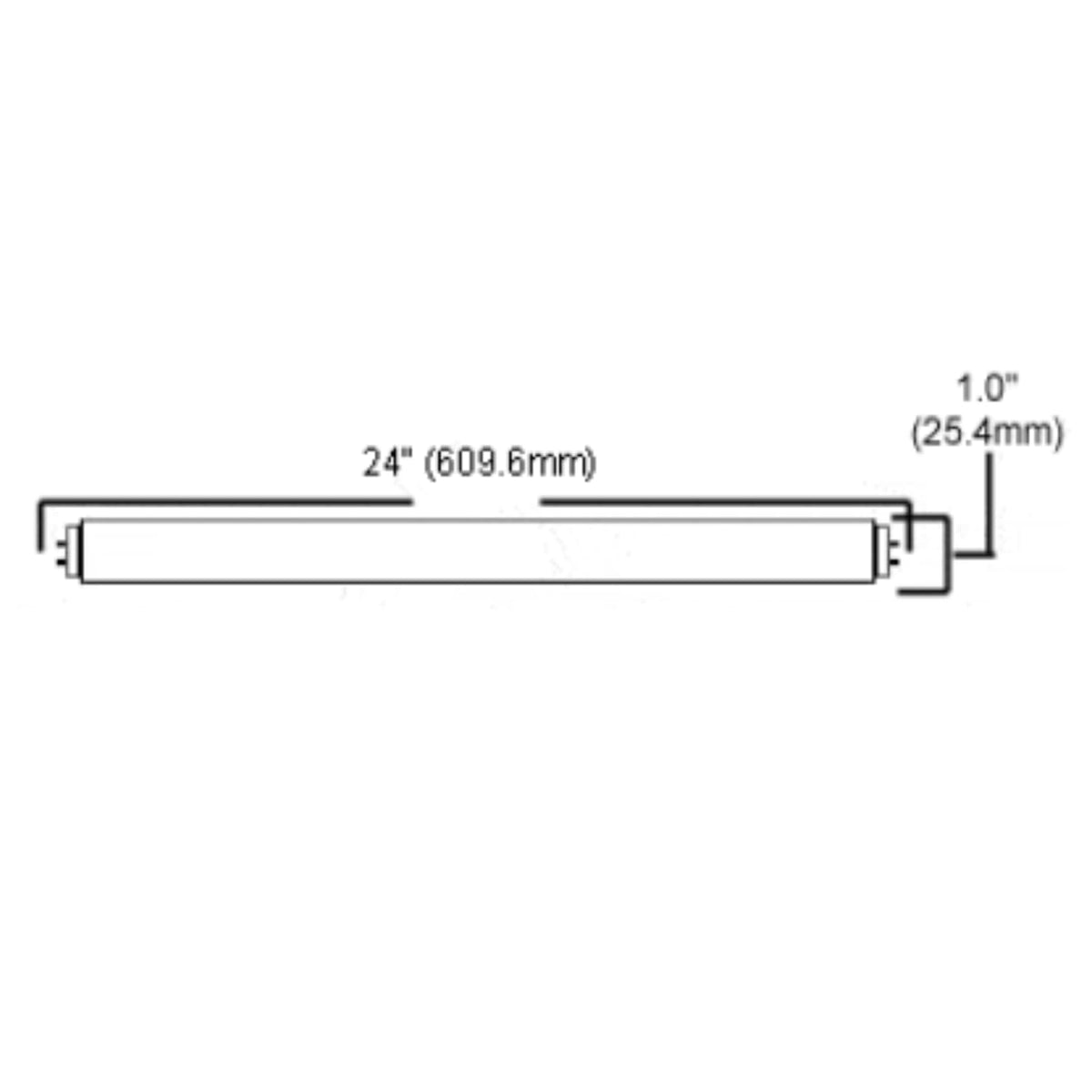 24 Inch T8 Fluorescent Tube Light Bulb 17W 5000K Bright White G13 Bi-Pin Base Pack of 10 K362438