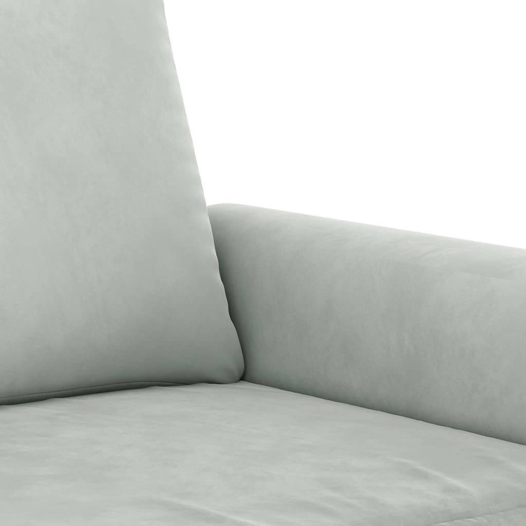 Light Gray Velvet 2 Piece Sofa Set with Throw Pillows I9931