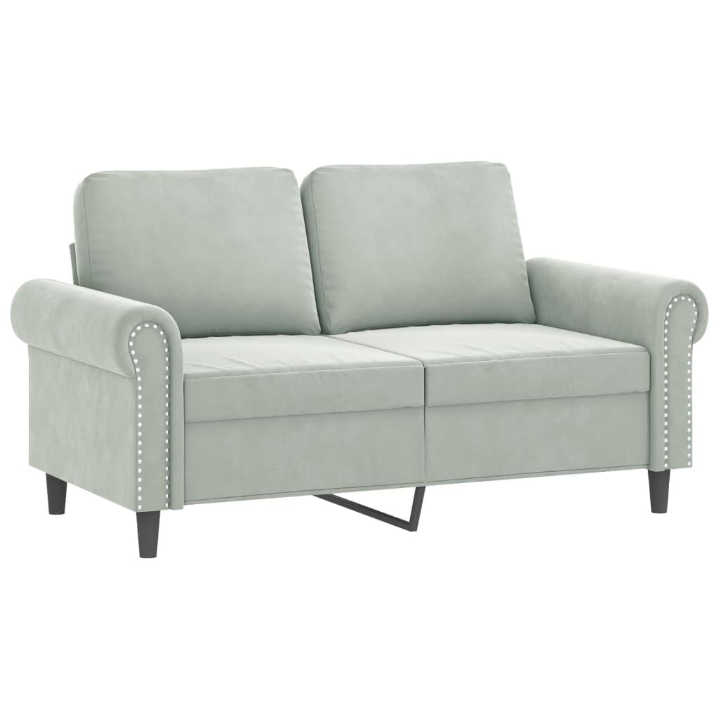 Light Gray Velvet 2 Piece Sofa Set with Throw Pillows I9931