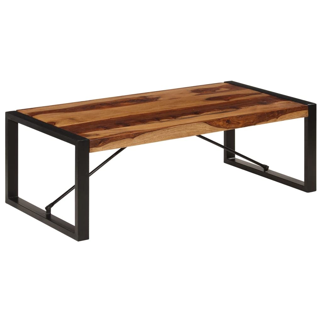 Brown Sheesham Wood Coffee Table with Steel Legs V85359