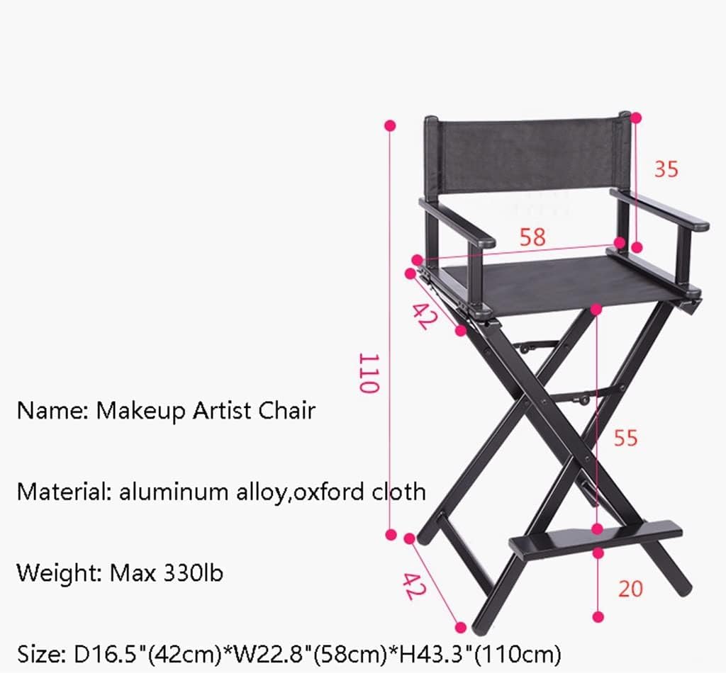 Black Aluminum Folding Director's Chair with Footrest B2716