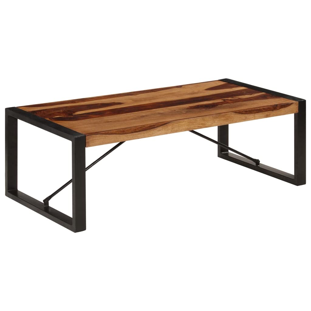 Brown Sheesham Wood Coffee Table with Steel Legs V85359