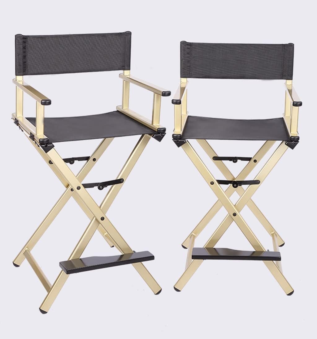 Black Aluminum Folding Director's Chair with Footrest B2716