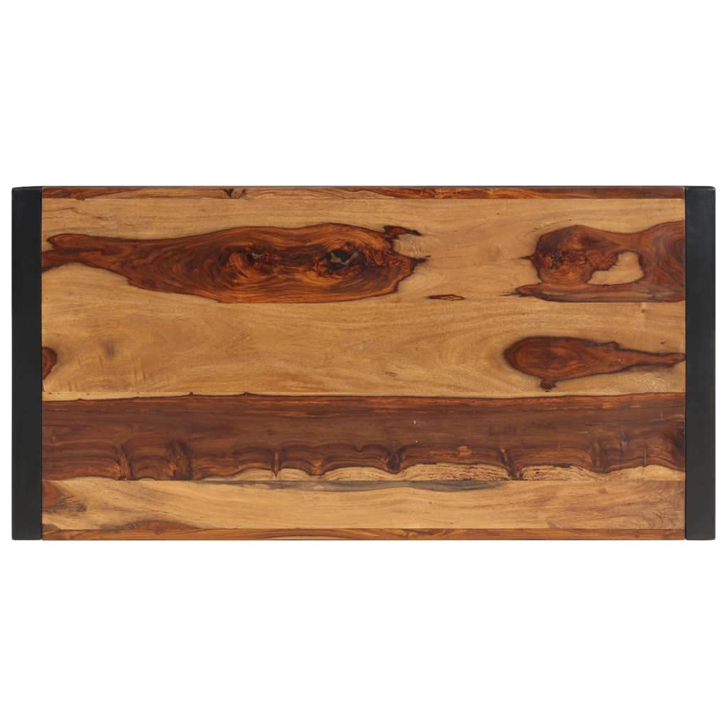 Brown Sheesham Wood Coffee Table with Steel Legs V85359