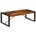 Brown Sheesham Wood Coffee Table with Steel Legs V85359