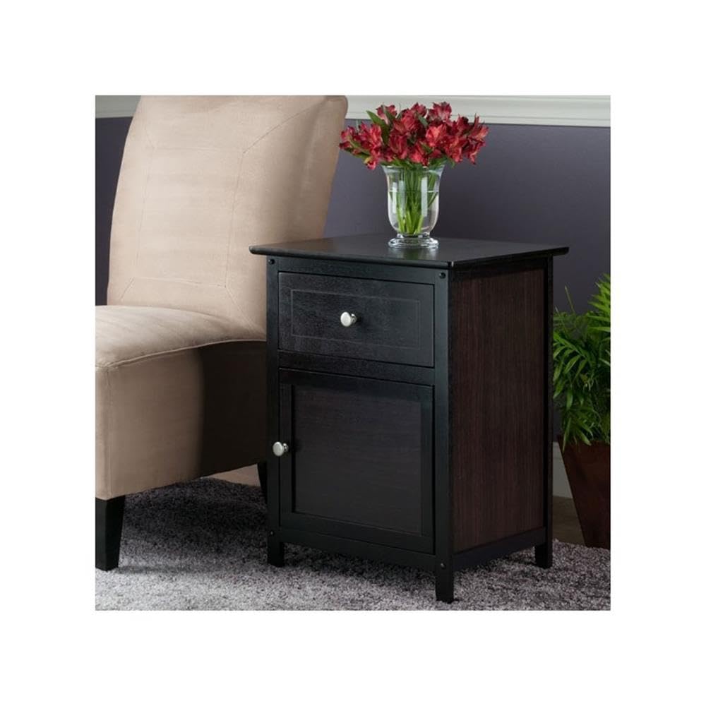 2 Piece Wood Nightstand Set with Cabinet and Drawer X6933