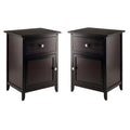 2 Piece Wood Nightstand Set with Cabinet and Drawer X6933