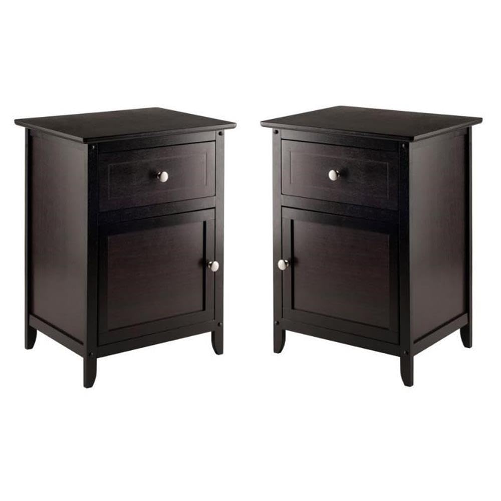 2 Piece Wood Nightstand Set with Cabinet and Drawer X6933