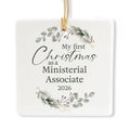Ceramic 3-inch Square-Shaped Botanical Wreath Ornament I579