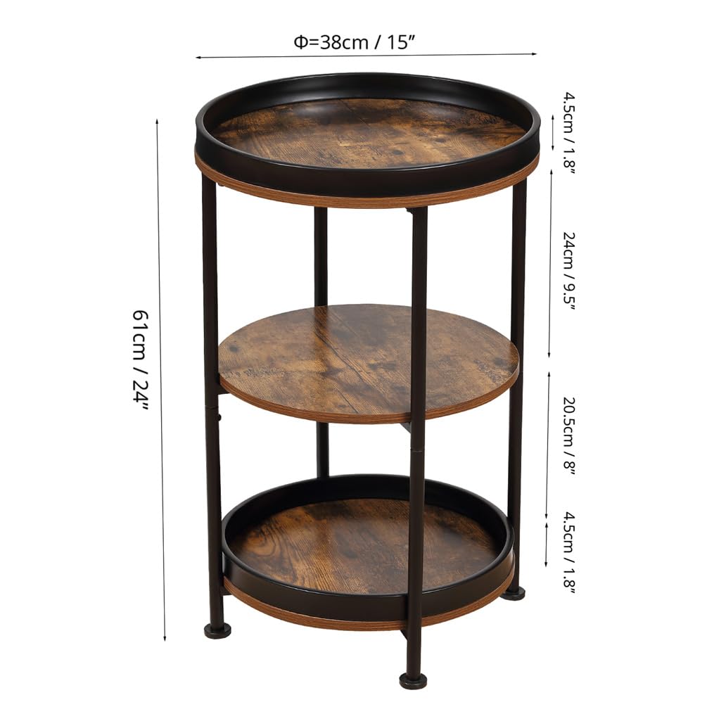 Round Side Table with 3 Storage Shelves X543