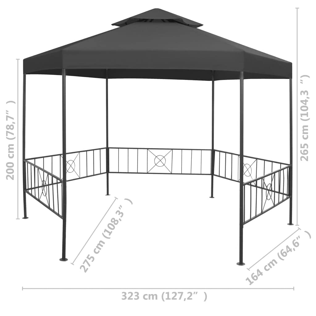 Gazebo Canopy Tent 127.2"x108.3"x104.3" Anthracite C65164