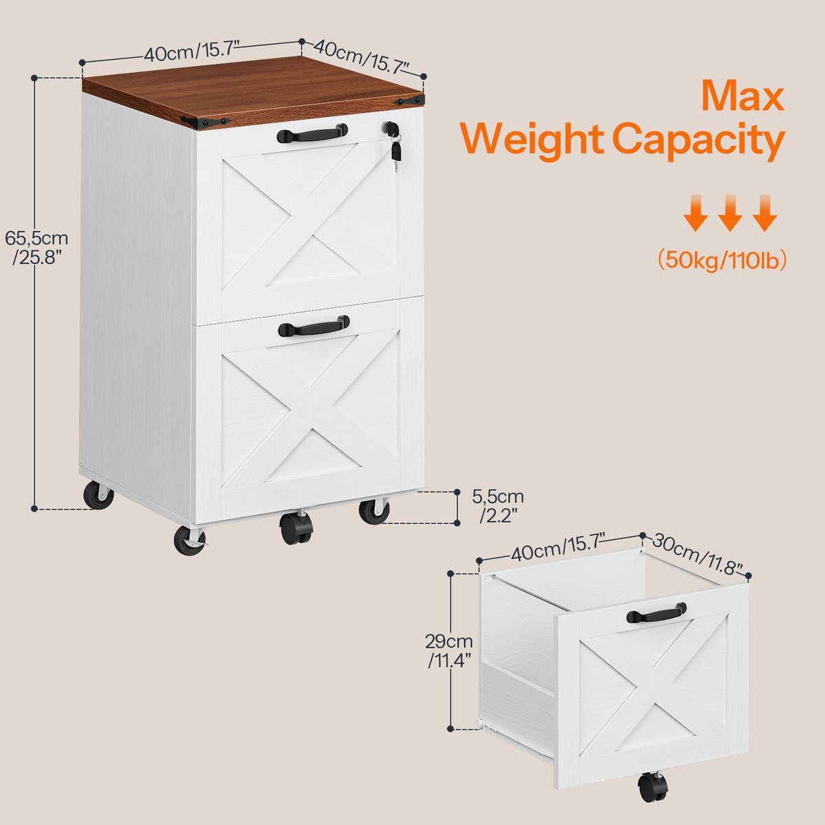 2 Drawer Locking Wood File Cabinet I6607
