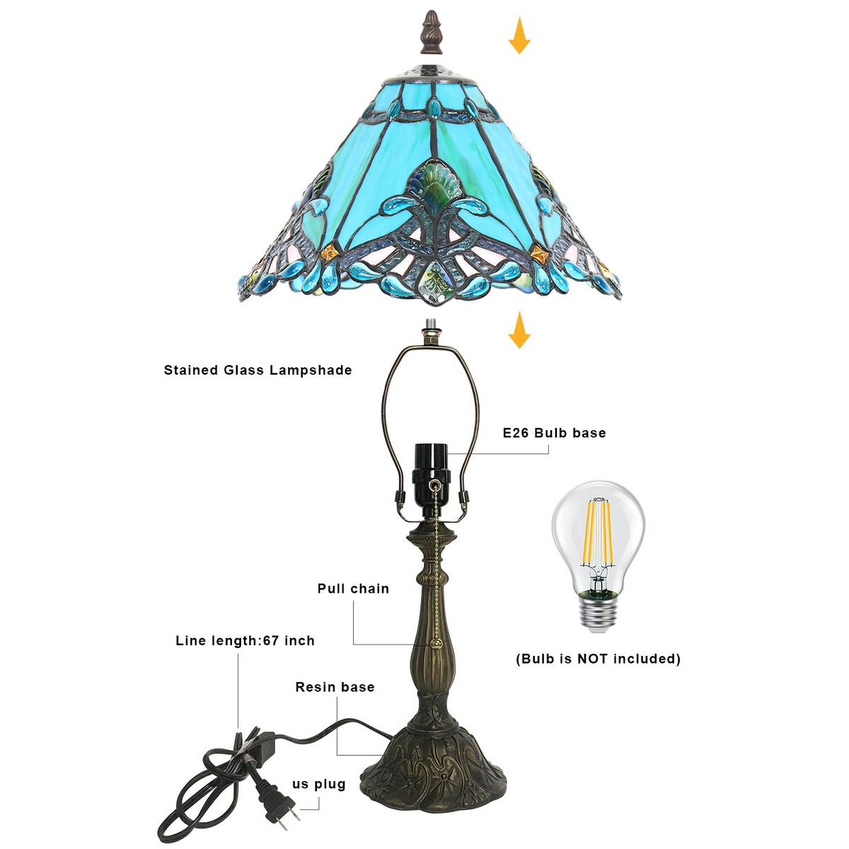 Sea Blue Stained Glass Table Lamp B552008