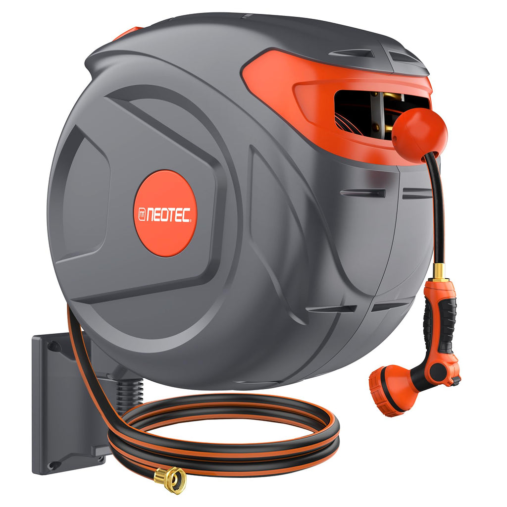 Retractable Garden Hose Reel 100 ft 1/2 Inch with 3-Layer PVC Hose V173