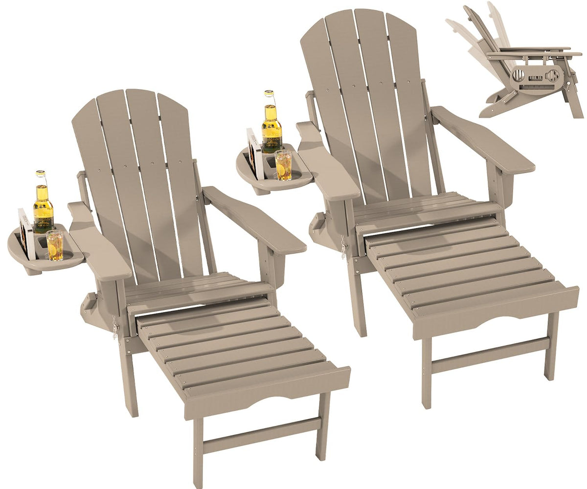 Folding Adjustable Adirondack Chair with Ottoman Set of 2 Z227
