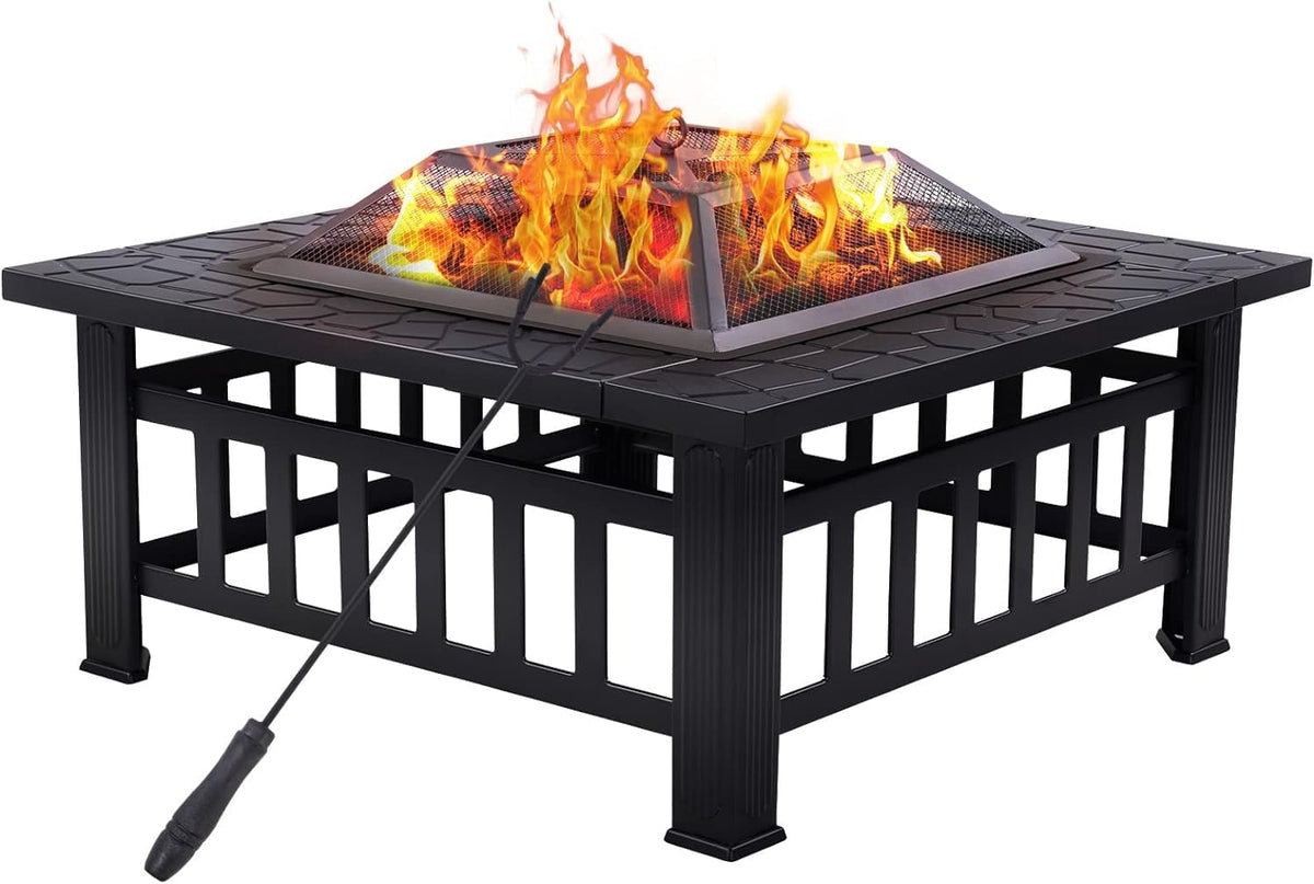 32'' Black Wood Burning Outdoor Fire Pit Z590109