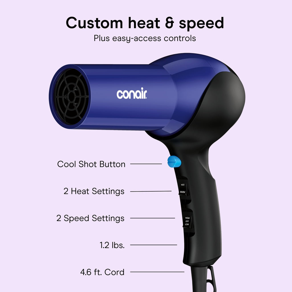 Lightweight 1875W Hair Dryer with Diffuser & Concentrator Attachments L5206