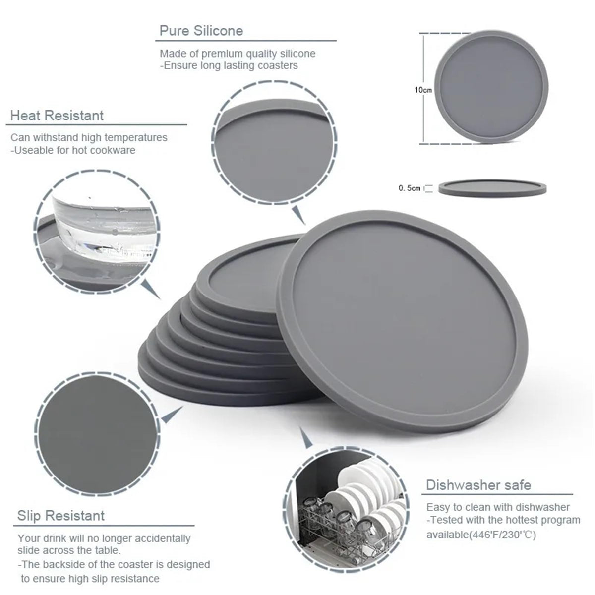 Black Silicone Coasters Set of 32 W2719