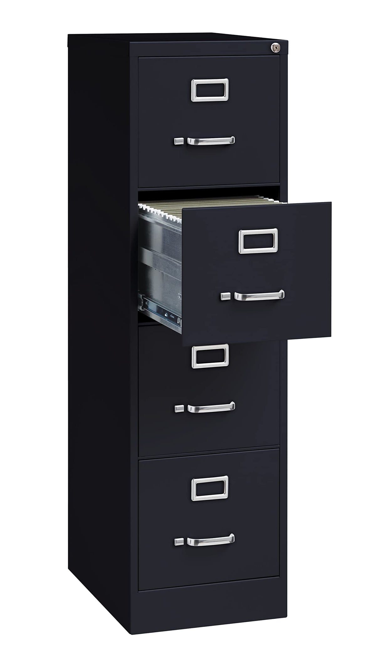4 Drawer Letter Width Vertical File Cabinet Black O1476