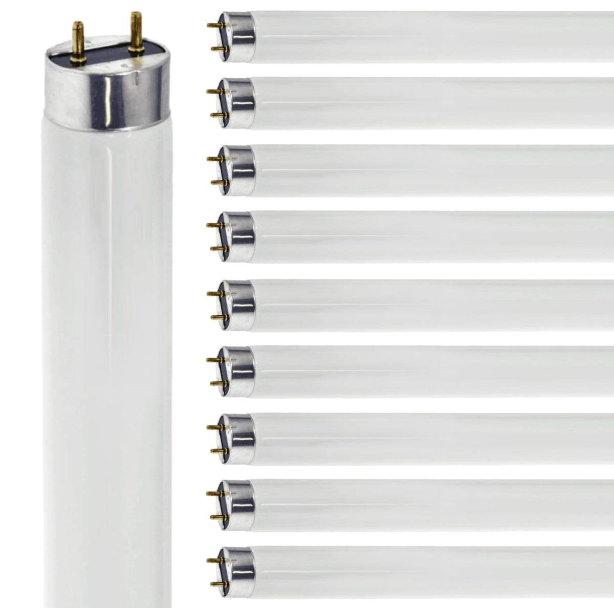 24 Inch T8 Fluorescent Tube Light Bulb 17W 5000K Bright White G13 Bi-Pin Base Pack of 10 K362438