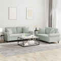 Light Gray Velvet 2 Piece Sofa Set with Throw Pillows I9931