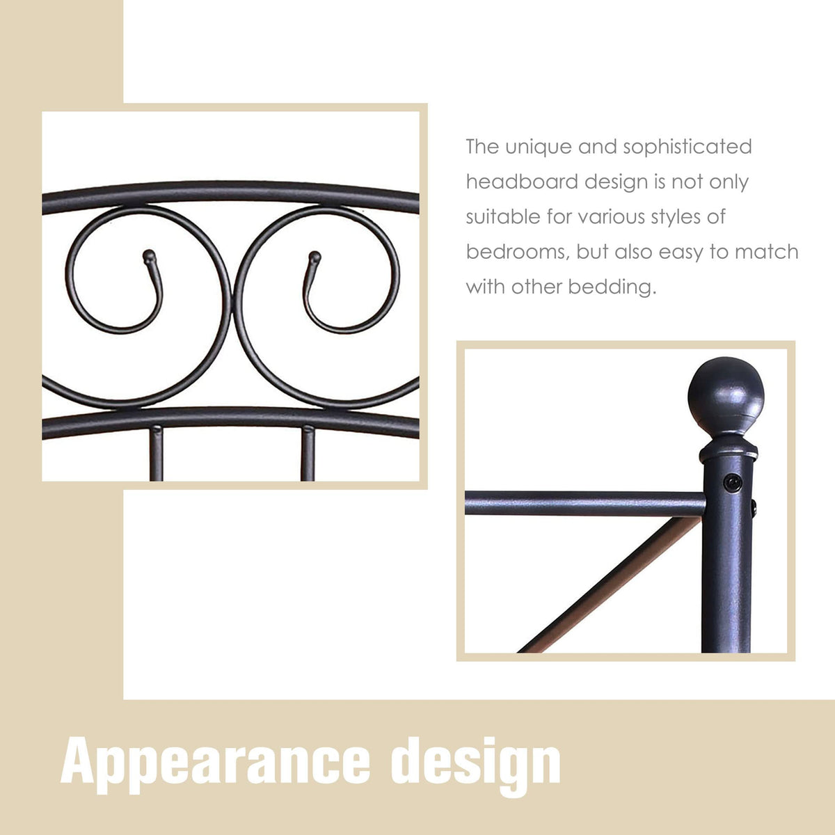 Black Four-Poster Metal Canopy Bed Frame O964772