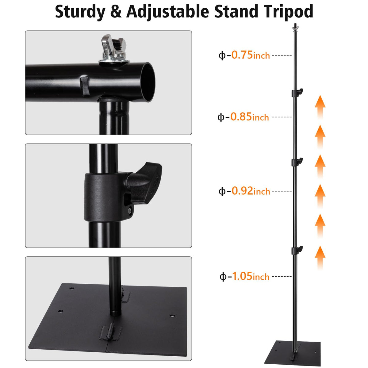 Adjustable Photography Backdrop Stand Kit 10ft x 8.5ft with Clamps and Carrying Bag V969001