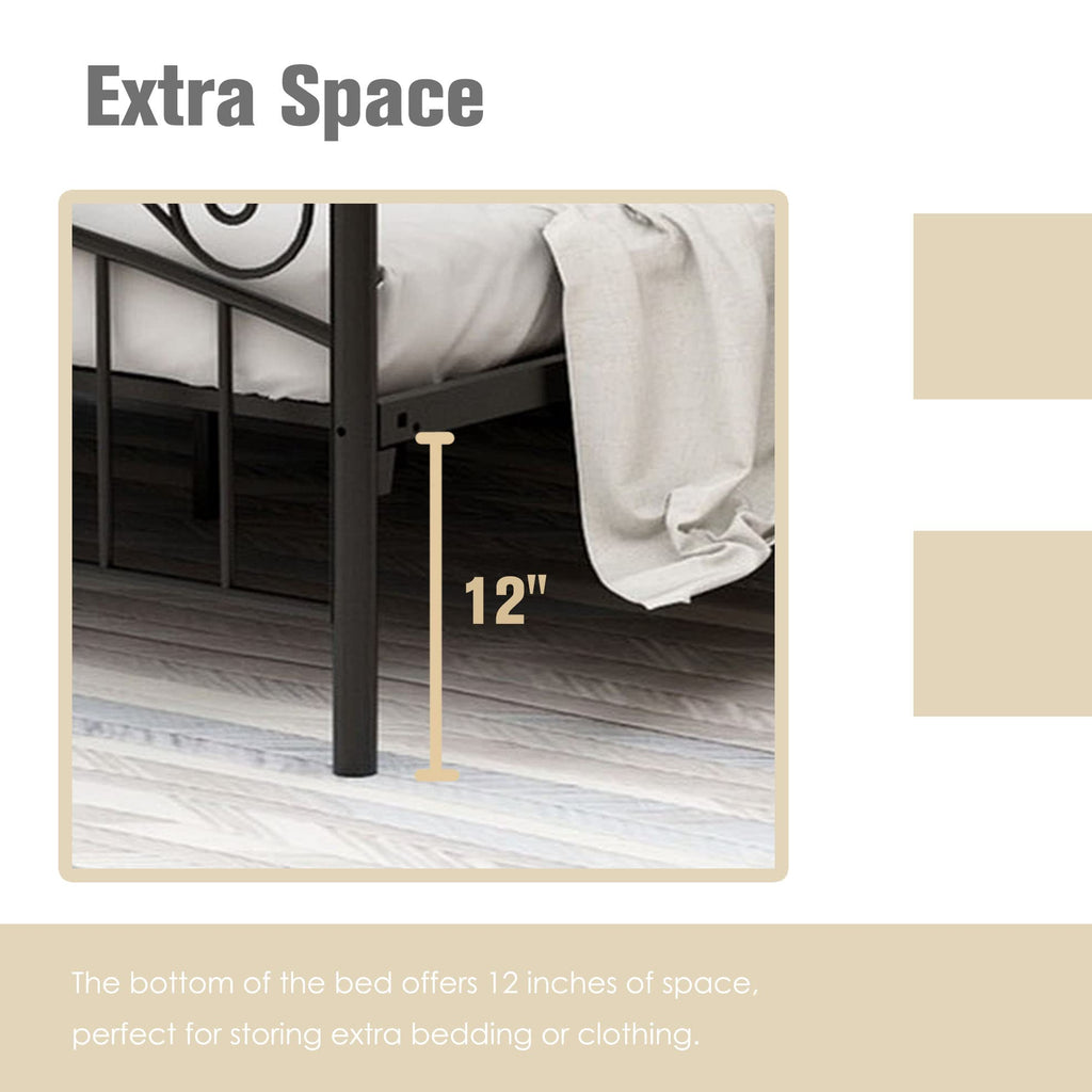 Black Four-Poster Metal Canopy Bed Frame O964772