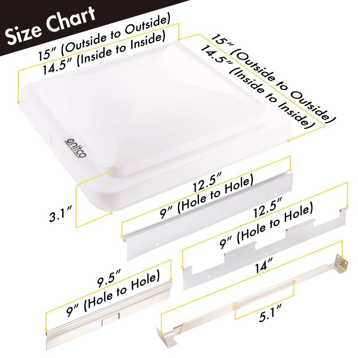 White RV Vent Lid Replacements 2-Pack V1308