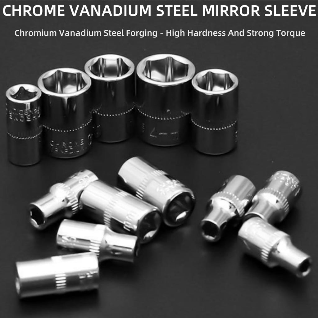 46 Pieces Mechanic Tool Kit 1/4” Ratchet Socket Wrench Set with Storage Case J51137
