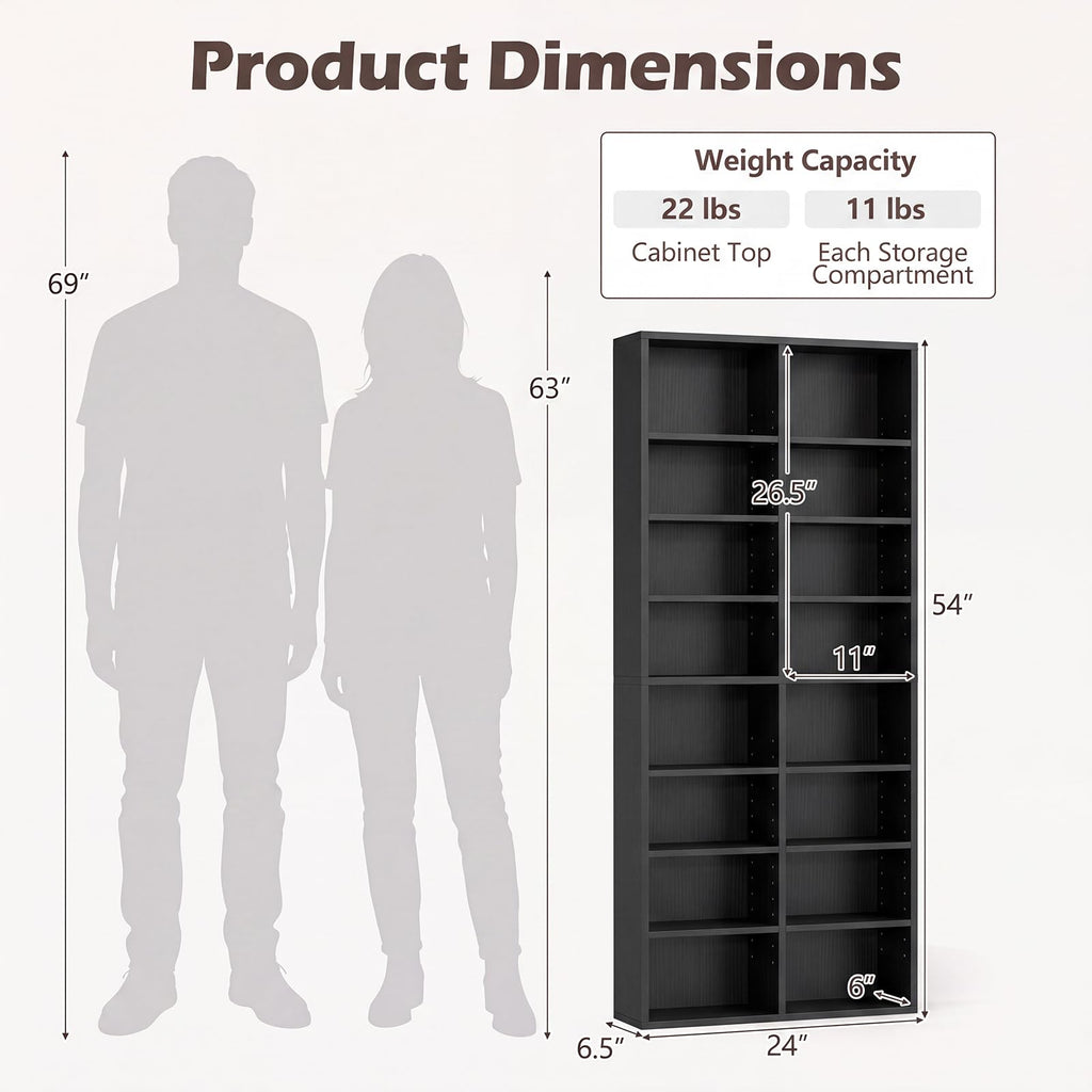 Black 16 Shelf CD DVD Rack N576