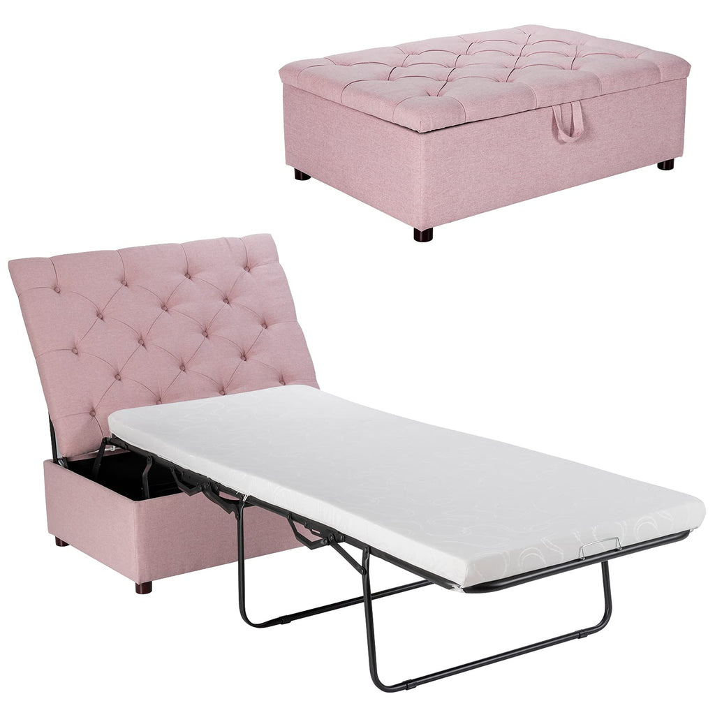 Pink Convertible Sleeper Chair with Mattress F74193