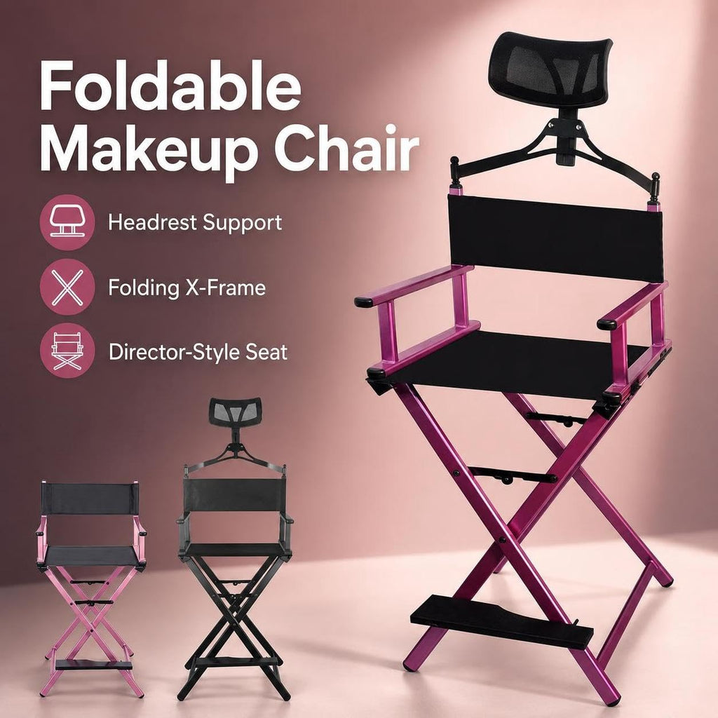 Foldable Adjustable Height Director Chair with Headrest V47784