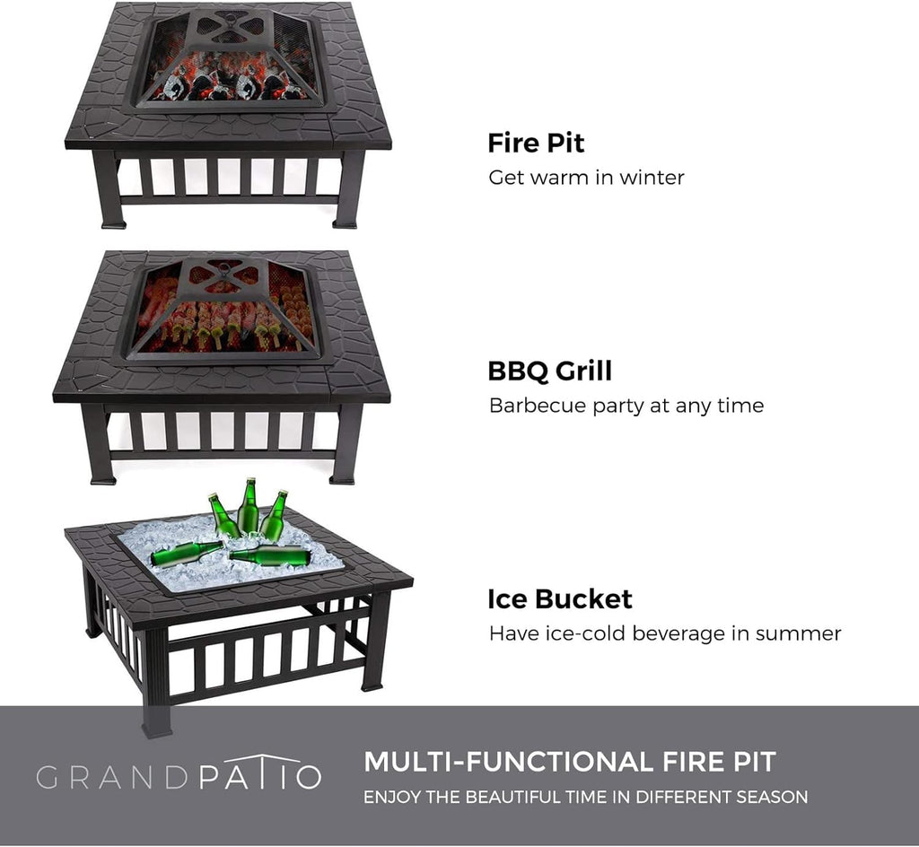 32'' Black Wood Burning Outdoor Fire Pit Z590109