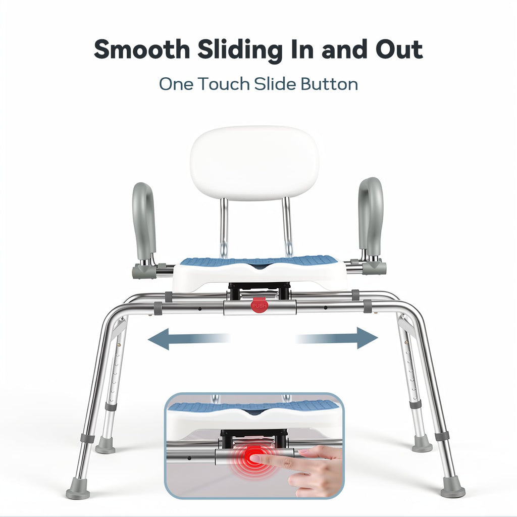 Sliding Shower Chair with Swivel Seat D734