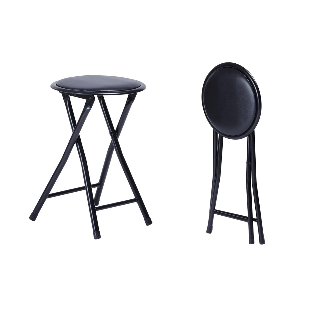 Portable Folding Stools Set of 8, 18-Inch Padded Black C429
