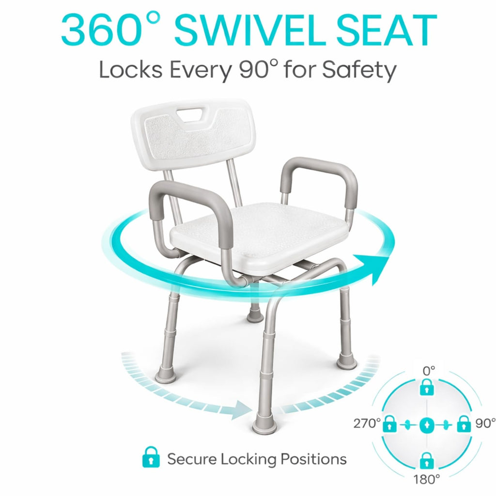 Swivel Shower Chair with Removable Back & Arms Q31537