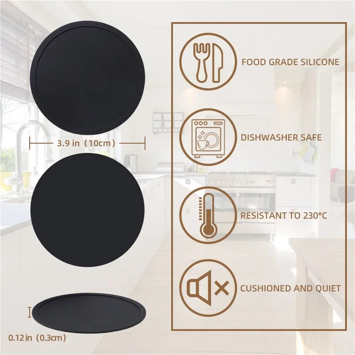 Black Silicone Coasters Set of 32 W2719