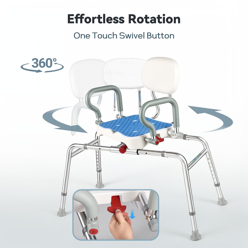 Sliding Shower Chair with Swivel Seat D734