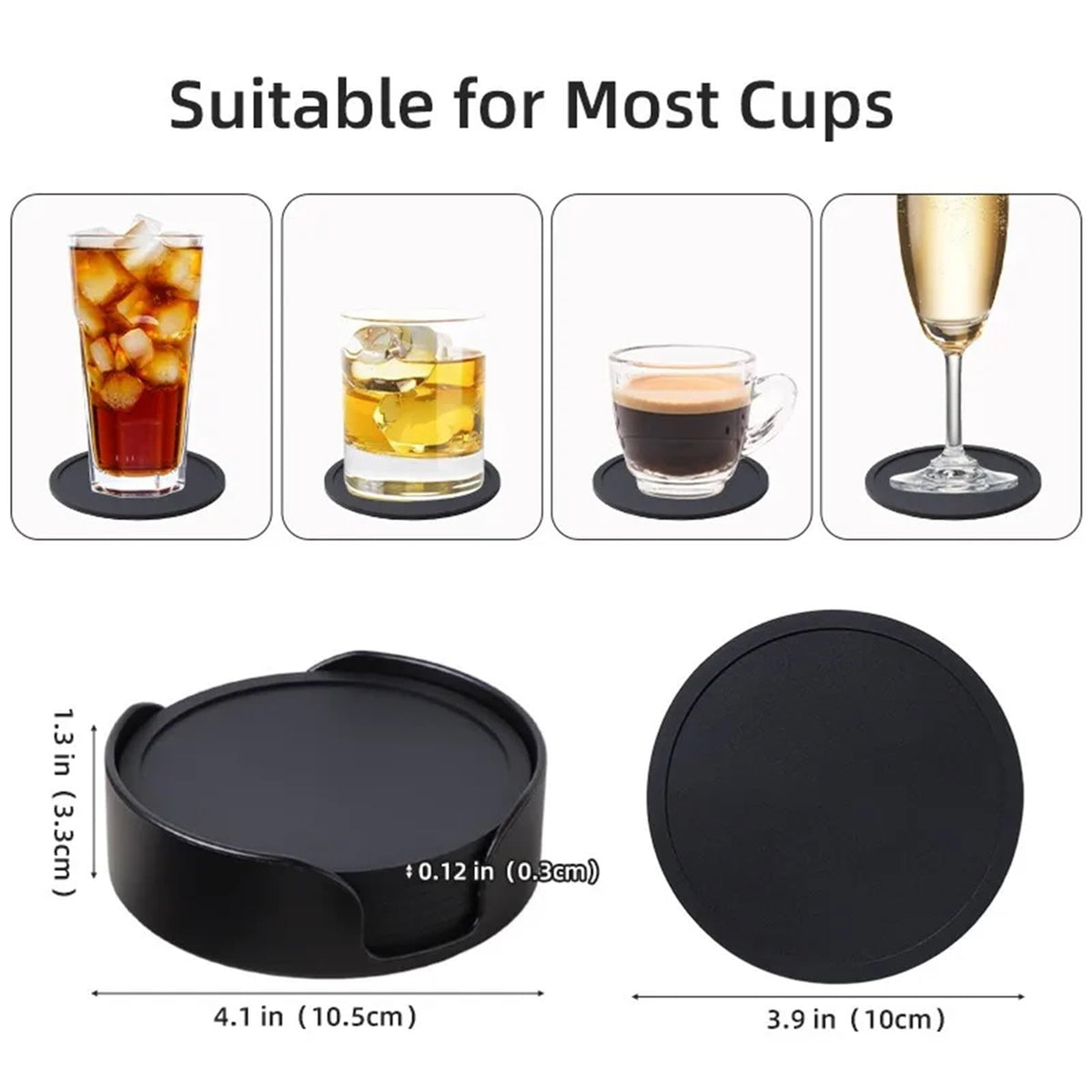 Black Silicone Coasters Set of 32 W2719