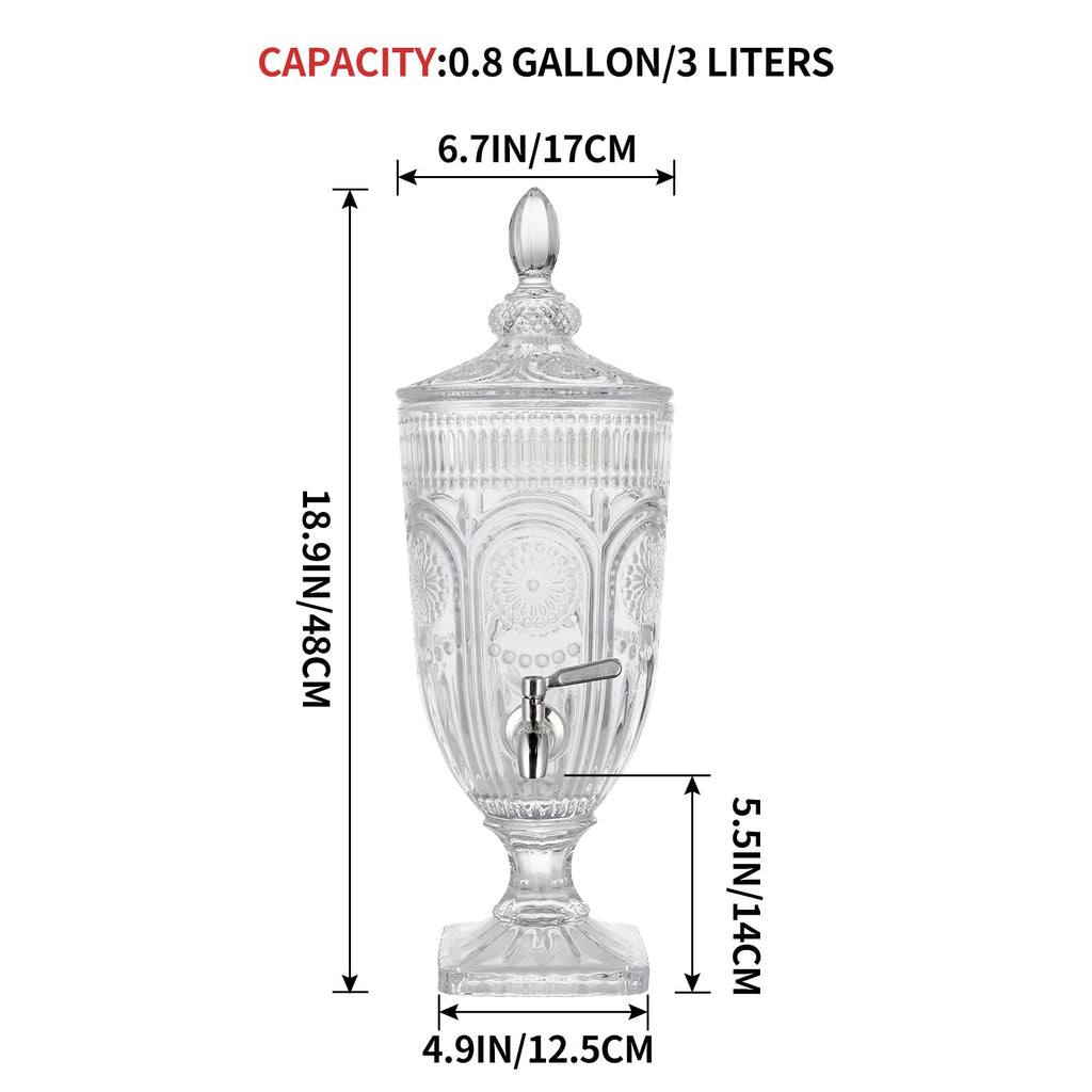 0.8 Gallon Glass Beverage Dispenser with Stainless Steel Spigot Z7948