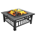 32in Outdoor Metal Wood Burning Fire Pit with Spark Screen E825