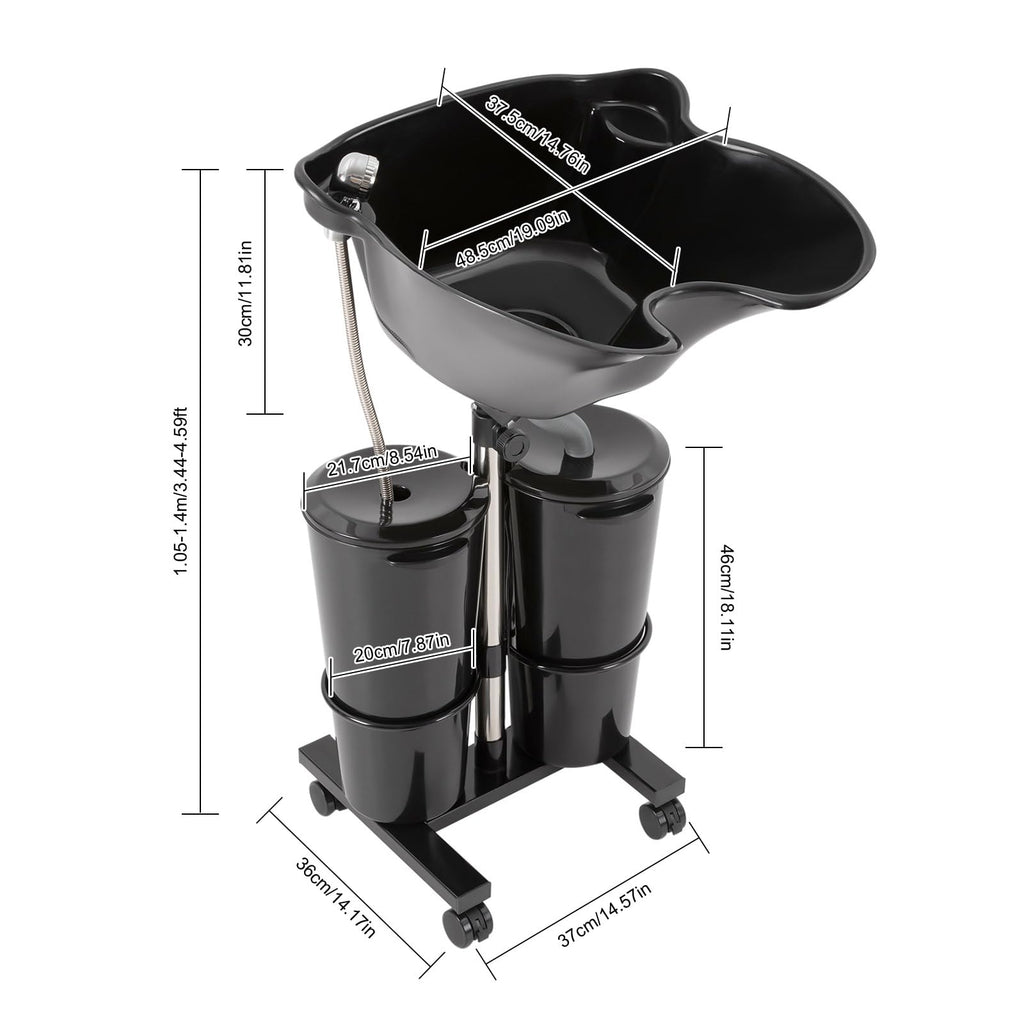 Portable Height & Angle Adjustable Shampoo Bowl with Electric Pump & 2 Bucket S29270