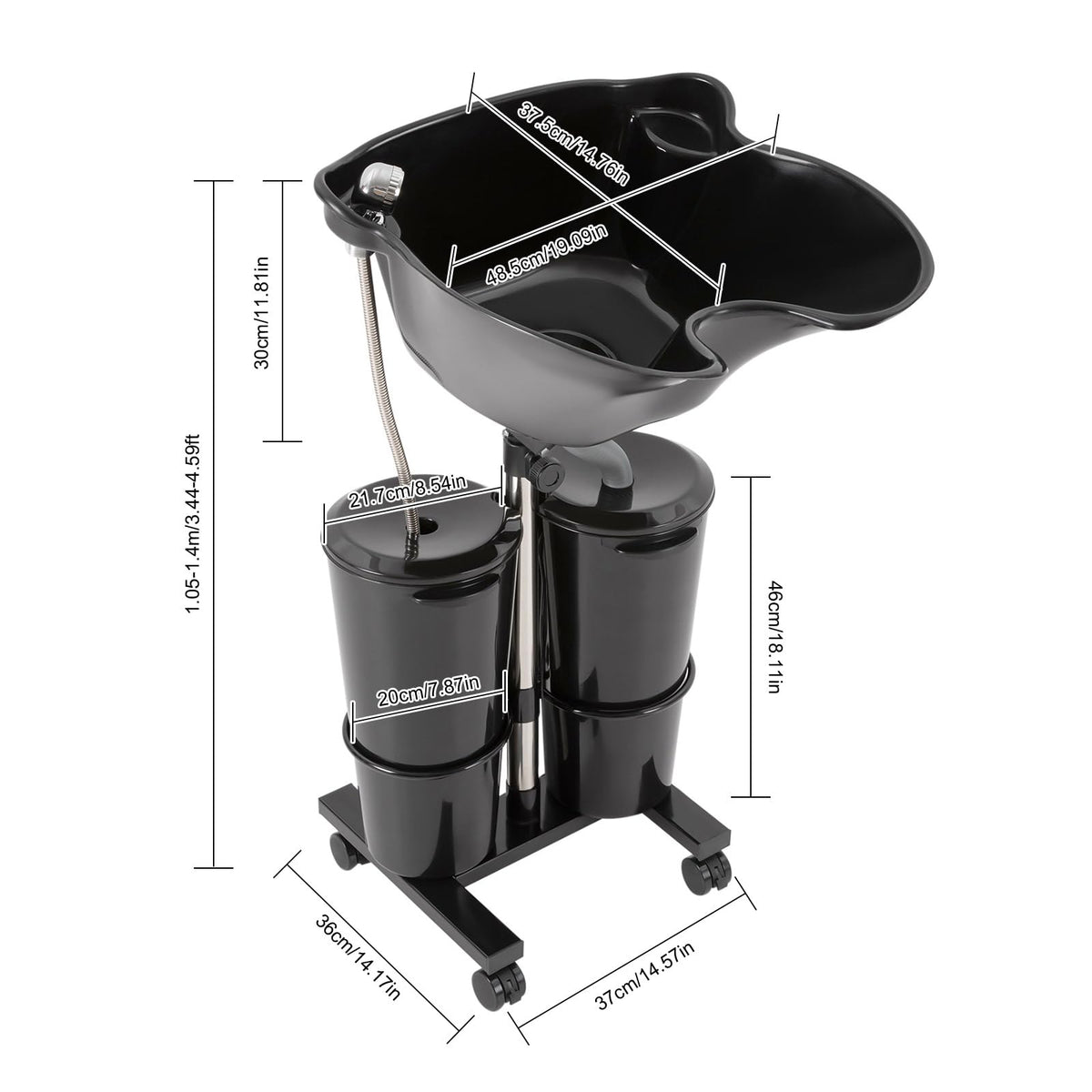 Portable Height & Angle Adjustable Shampoo Bowl with Electric Pump & 2 Bucket S29270