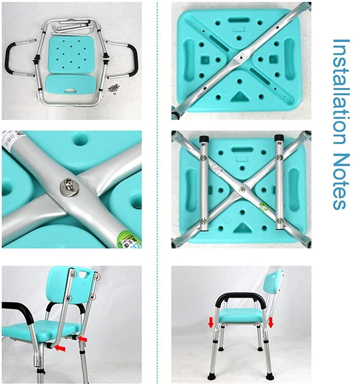 Adjustable Non Slip Padded Shower Chair with Back and Arms X1762