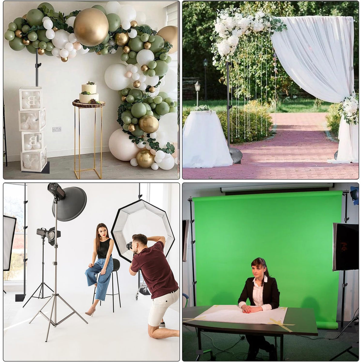 Adjustable Photography Backdrop Stand Kit 10ft x 8.5ft with Clamps and Carrying Bag V969001