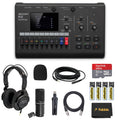 Portable Recorder Bundle with Podcast Mic Pack, Headphones, Mic Stand, XLR Cable, Foam Windscreen, Batteries and 32GB microSD Card L67338